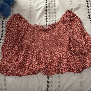 American Eagle Outfitters Red Floral Blouse